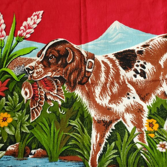 Vintage Velvet Woven Wall Tapestry Dog Bird Hunting Wildlife Man Cave 56" x 38" - Picture 4 of 8